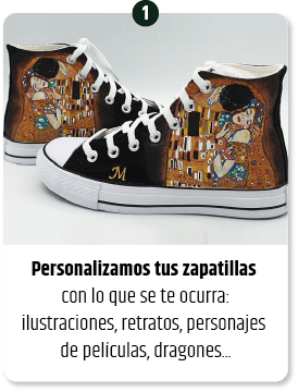 personalizamos tus zapatillas con lo que se te ocurra: ilustraciones, retratos, personajes de películas, dragones...