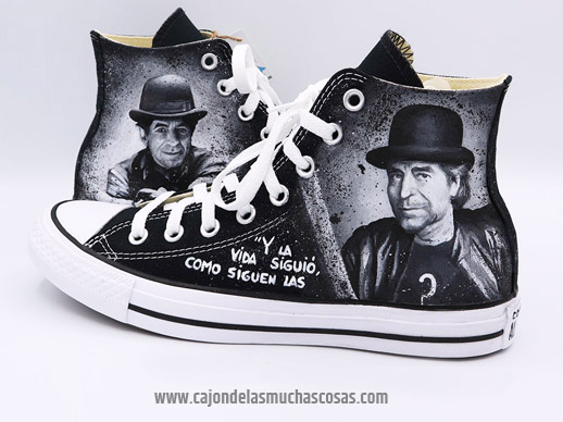 Zapatillas inspiradas en Joaquín Sabina pintadas a mano